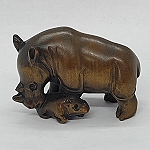 netsuke rhino and calf